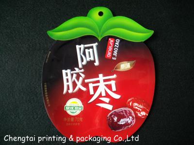 China Apple Style Shaped Plastic Snack Bags Reusable With Hang Hole for sale