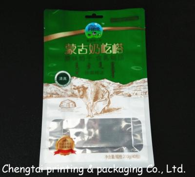 China 200g Moisture Proof Flat Bottom Pouches With Euro Hole / Transparent Window for sale