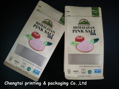 China Himalayan Salt Paper Pouch Packaging Kraft Paper Pouch With Zip Lock / Block Bottom for sale