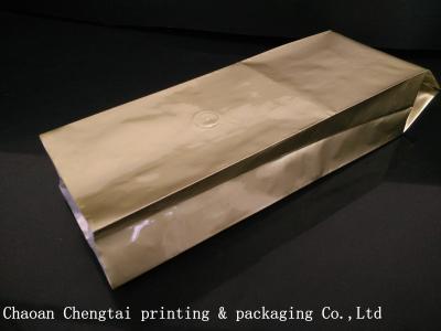 China Golden Color Custom Coffee Packaging For Coffee Bean With Valve , Alu Laminated Material for sale