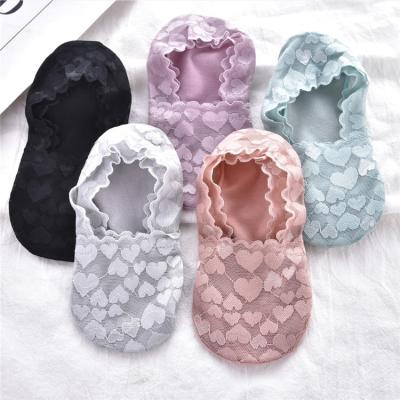 China Excellent Quality Fashion One Size Antibacterial Cotton No Show Invisible Socks Women Lace Up Boat Socks for sale