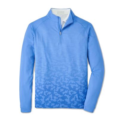 China Custom High Quality Immersion-Dye Camouflage Performance Moisture Wicking Golf Quarter-Zip Blue Sweater QUICK DRY For Men for sale