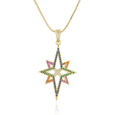 China Retro CLASSIC Geometric Shape Copper Micro-inlaid Luxury Full Diamond Necklace Pendant for sale