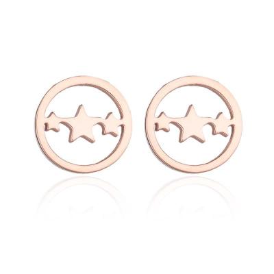 China Geometric Environmentally Friendly Ladies Round Stud Earrings Stainless Steel Star Pentagon Personality Simple Star Earrings for sale