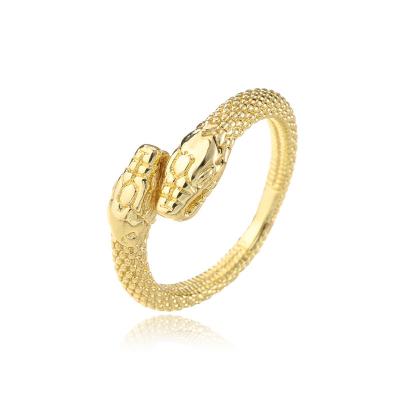 China Vintage 18K Gold Brass Plated Polka Dot Snake Shape Open Ring Polka Dot Snake Shape Open Ring for sale