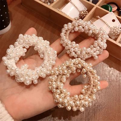 China European and American style women's elegant pearl hair ties pearl elastic hair ropes hair accessories ponytail holders elastic bands girls scrunchies for sale