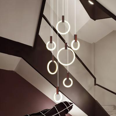 China 2020 Modern Staircase Chandelier Lamp Round Ring Pendant Lamp For Home Decoration for sale