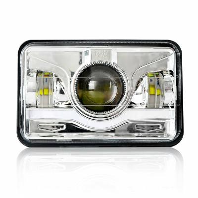 China 1Pcs 4x6 LED Die-Cast Aluminum Housing Rectangular Headlight Sealed Beam Truck Headlamp With Hi/Low Beam For 4x4 Offroad H4651 H4652 H4656 H4666 H6545 for sale