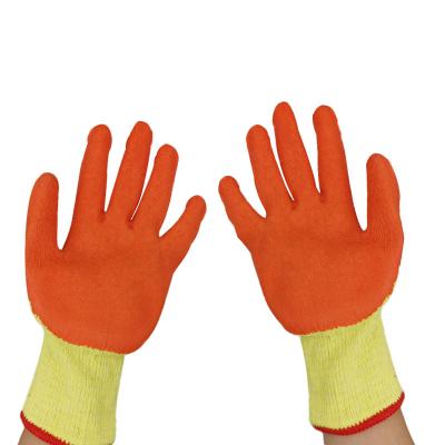 China Anti-Slip Liner Latex Polycotton Gloves Construction Work Safety PPE Cotton Garden Rubber Coated Gloves for sale