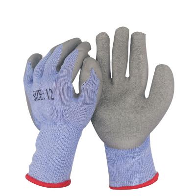 China Comfortable And Durable Good Quality Rubber Dipped Yarn Wrinkle Work Gloves 21S 5 Crinkle Coated Latex Cotton Gloves Size 10 for sale