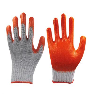 China Custom Competitive Price Logo Pattern Orange Latex Coated Cotton Work Gloves Comfortable And Durable For Workshop for sale