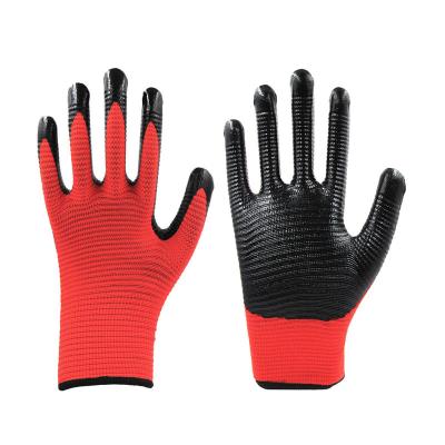 China Custom Logo 13 Gauge U3 Zebra Logo Excellent Dexterity Nylon Seamless Nitrile Palm Coated Construction Work Gloves for sale