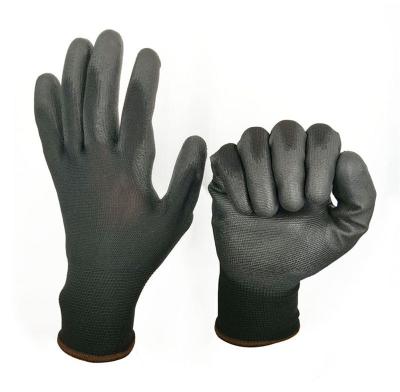 China China Manufacturer Anti Static Black PU Nylon Dip Palm Fitted Coated Working Gloves 13 Gauge for sale