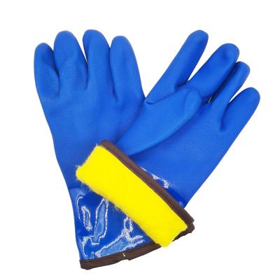 China Water Proof PVC Hand Protective Long Gloves Oilfield Chemical Resistant Blue PVC Industrial Work Gloves for sale