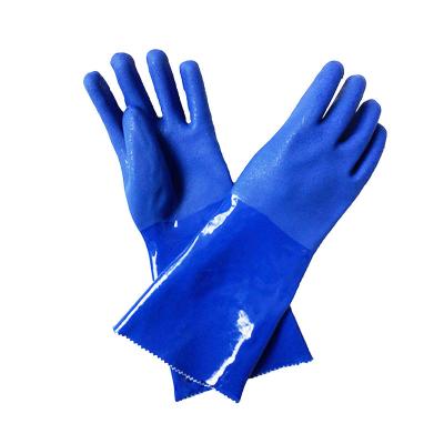 China Wholesale Water Proof Chemical Blue PVC And Waterproof Resistant Long Sleeve Fishing Work Gloves for sale