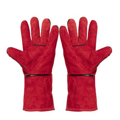 China Wholesale Anti-Heat Red Cow Split Tig Welding Safety Gloves Leather Cowhide Welders Leather Hand Glove EN388 for sale