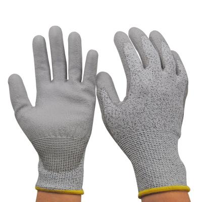 China Wholesale 13Gauge Anti-Cut Proof Work Cut Gloves Anti Safety Cut Resistant PU Palm Coated Level 5 Protection Gloves for sale