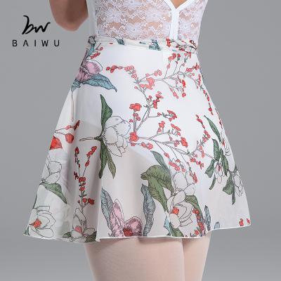 China Convenience for dancing 118143014 Baiwu wrap pull on ballet skirt chiffon ballet dance dress floral adult for sale