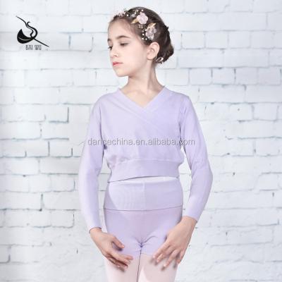 China 117246005 Anti-Wrinkle Kid Long Sleeve Cross Front Warm Ups Dance Practice Sweater for sale