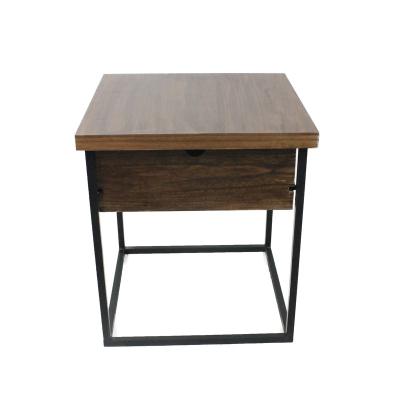 China New Design Adjustable Iron Frame Wooden Top (Height) With Black Powder Coating Coffee Table End Table Nesting Table for sale