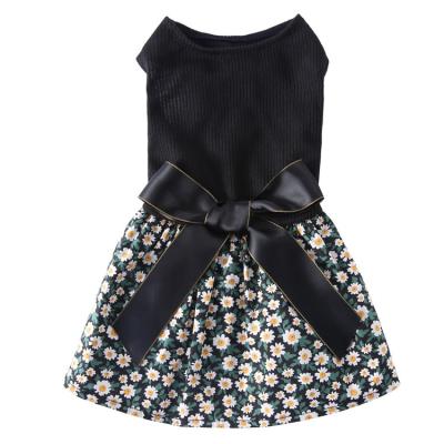 China 2022 New Manufacturer Wooden Amazon Products Stocked Lace Rose Bow Fancy Pet Summer Clothes Cute Dog Skirt Dresses for sale