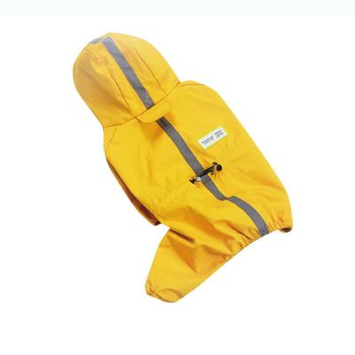 China Wholesale Stocked High Quality Fashion Design Dog Pet Raincoat With Reflective Brand And Elastic Comfortable Breathable Dog Hat Raincoat for sale