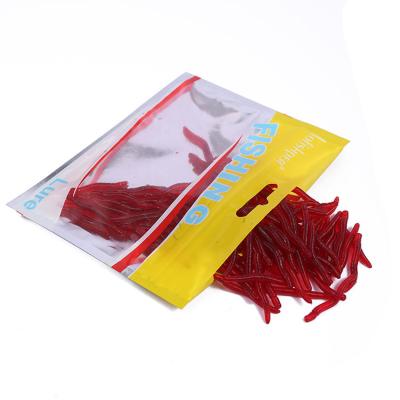 China Fishing Activity 4cm Outdoor Oil 0.26g Artificial Red Worm Smell Red Soft Bait Fishing Lures Plastic Simulation Bionic Earthworm Larvae for sale