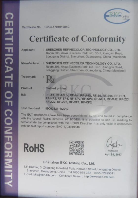 RoHS - Shenzhen Refinecolor Technology Co., Ltd.