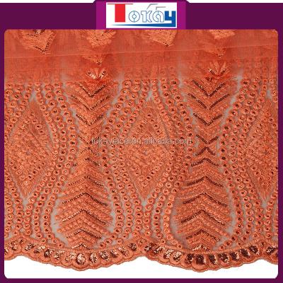 China Peach Viable Color New Design Embroidery Tulle Lace for sale