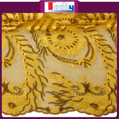 China 2016 Viable Austrian Embroidery Designs New Lace Designs Flower Lace For Lady In Wedding Or Party Color Yellow for sale