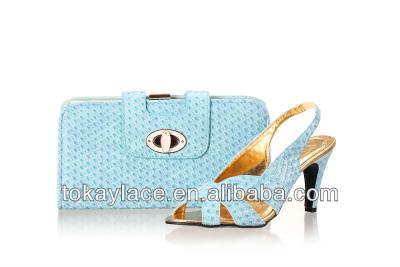 China 2013 pump for wholesale sale woman evening and wedding italian sky blue shoe and bag for sale