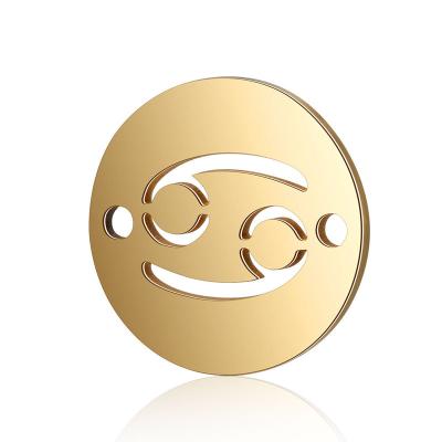 China Cute Trendy Female Girls Gold Plated Astrology 12 Zodiac Sign Horoscope Pendant Charm For Women Necklace Jewelry Making for sale