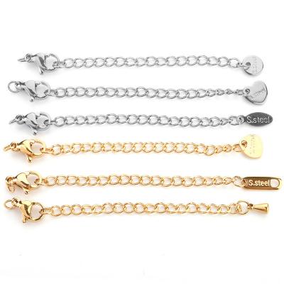 China Fashionable Stainless Steel Bracelet Necklace Supplement Growth Enlarging Chain With Tags For Jewelry Making for sale