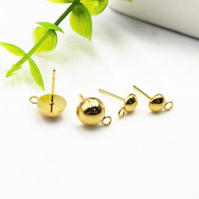 China DIY Necklace Pendants Jewelry Gold Plated Stainless Steel Jewelry DIY Hang Charms Bead Shinny Ball Earring Component Pin for sale