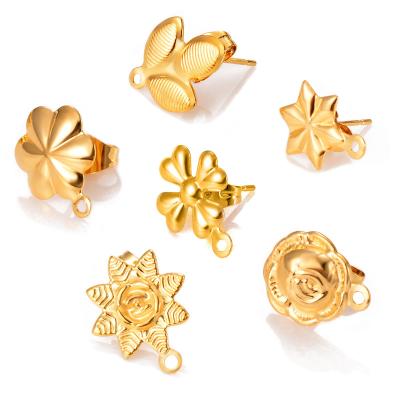 China Hot Amazon DIY Necklace Pendants Jewelry Designs Stainless Steel Studs Earring Posts Flower Earrings Accessories For DIY Jewelry Making for sale