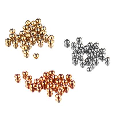 China DIY Necklace Pendants Jewelry Smooth Face 2/3/4/5/6/8mm Steel Round Loose Jewelry Making Ball Findings Stainless Steel Hole Spacer Beads For Jewelry for sale