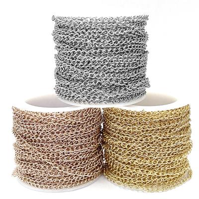 China 5meters/roll 3*0.6mm 2.5*0.5mm Rose Gold Chain CLASSIC Jewelry Making Stainless Steel Silver Necklace Wholesale Jewelry Roll Of Chain for sale