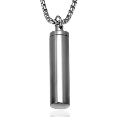 China Single Hyperbola Tube Perfume Stainless Steel Bottle Urn Cremation Pendant For Ash Keepsake Memorial Necklace GHP071 for sale