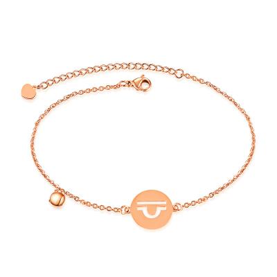 China SLB018 Cute Rose Gold Plated Symbol Sign 12 Zodiac Anklets For Women Foot Chain Jewelry for sale