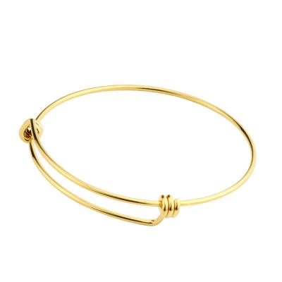 China Wholesale Cute 55mm 60mm Gold Alex Stainless Steel Wire Bangle 65mm Custom Stretch Bangle Twisted Bracelet Make Jewelry for sale