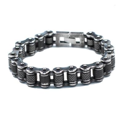 China Silver Plated Bike Chain Bracelet Mount Bike Chain Bracelet 316L Stainless Steel Fashion Men Jewelry for sale