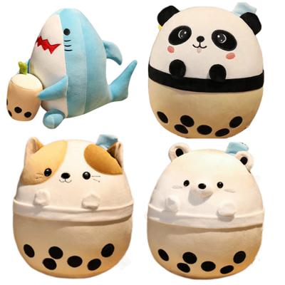 China Plush Custom plush boba panda pillow toy stuffed toys boba bubble milk tea funny cushion custom bulk for sale