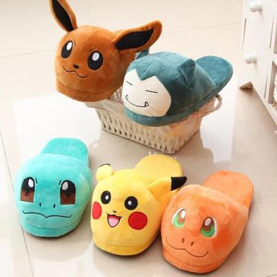 China Plush Hot selling Pokemone Baby Pikacu Kabe Beast warm plush indoor Cotton Slippers widened and thickened cotton drag for sale