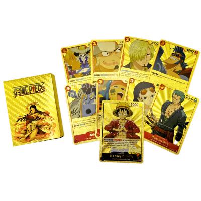 China PVC 55 One Piece English Gold Foil Cards One Piece Luffy Sauron Bronzing Cards Riman Peripheral Collection Cards for sale