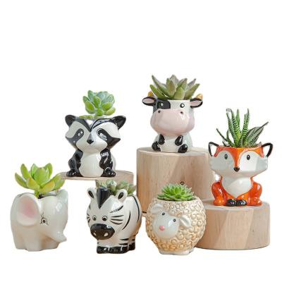 China Cartoon Best Sell Ceramic Animal Succulent Flower Pot for sale