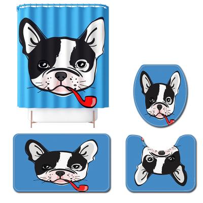 China Custom Sustainable Hot Selling Tobacco Pipe Western Bulldog Shower Curtain for sale