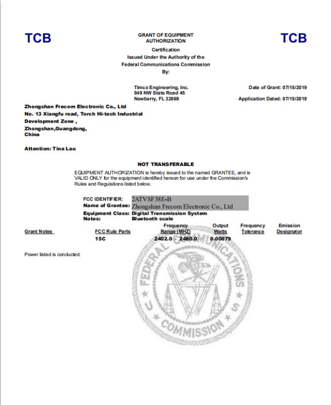 FCC - Zhongshan Frecom Electronic Co., Ltd.