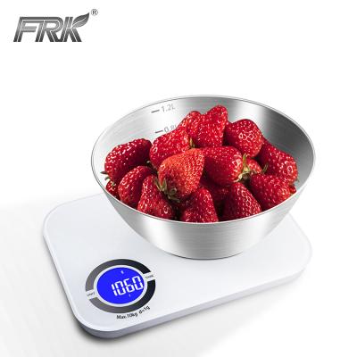 China With Tray Rechargeable Glass 10kg Scale LCD Digital Food Kitchen Scale With Stainless Steel Bowl for sale