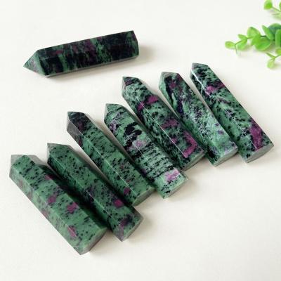 China Europe Wholesale Natural Healing Stones Red Ruby In Zoisite Crystal Point Tower For Decoration for sale