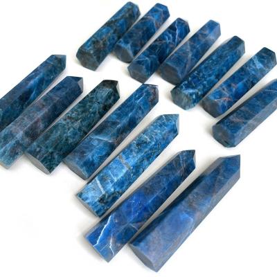 China Europe Wholesale Natural Semi-precious Stone Crafts Blue Apatite Tower for sale